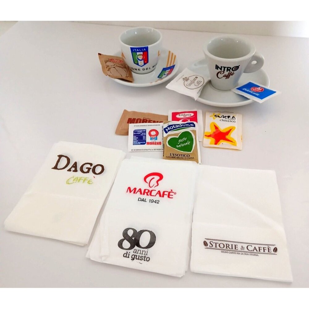 Italy Campione Del Mondo & Nitro Caffe Espresso Coffee Cups & Saucers Lot